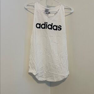 Adidas Women's White Tank Top with Black Logo